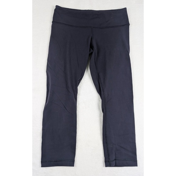 Lululemon Crop 21" Leggings Womens sz 6 Navy Blue Athletic Performance - Picture 2 of 8
